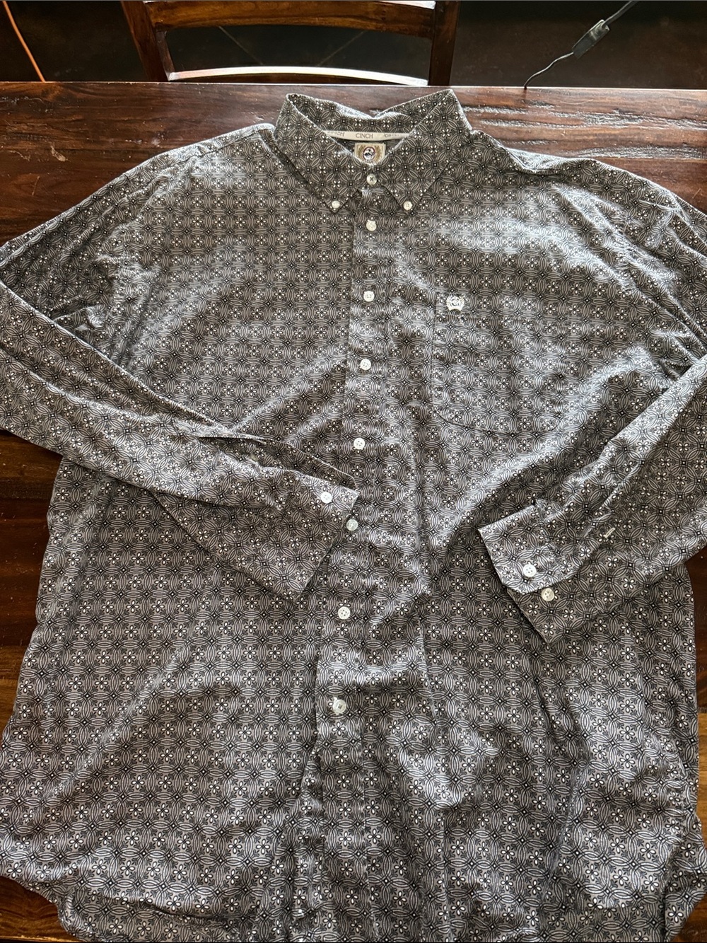 Cinch Men's Black and White Geometric Button-Down Shirt